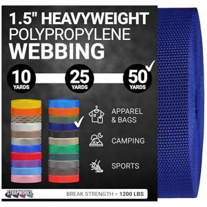 Strapworks Heavyweight Polypropylene Webbing Heavy Duty Poly Strapping for Outdoor DIY Gear Repair, 1.5 Inch x 50 Yards, Navy Blue Strapworks Heavyweight Polypropylene Webbing Heavy Duty Poly Strapping for Outdoor DIY Gear Repair, 1.5 Inch x 50 Yards, Navy Blue
