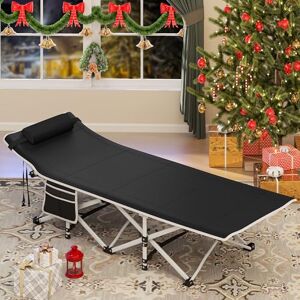 YITAHOME Folding Camping Bed for Adults, 28" Extra Wide Heavy Duty Portable Camp Bed, Comfortable Sleeping Cots with 280kg Capacity for Travel/Office/Outdoor, Black YITAHOME Folding Camping Bed for Adults, 28" Extra Wide Heavy Duty Portable Camp Bed, Comfortable Sleeping Cots with 280kg Capacity for Travel/Office/Outdoor, Black