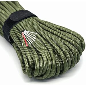 PSKOOK Survival Paracord Rope 100 Feet Fire Starter Parachute Cord 7-Strand Nylon with Red Tinder Cord PE Fishing Line Cotton Thread for Outdoor Lanyards, Bracelets, Handle Wraps (Army Green) PSKOOK Survival Paracord Rope 100 Feet Fire Starter Parachute Cord 7-Strand Nylon with Red Tinder Cord PE Fishing Line Cotton Thread for Outdoor Lanyards, Bracelets, Handle Wraps (Army Green)