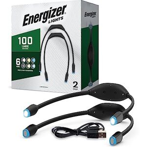 Energizer Rechargeable LED Neck Light, Portable Hands-Free Light for Reading and Work, LED 100 Lumens, Pack of 2 Lamps, USB Charger Cable Included Energizer Rechargeable LED Neck Light, Portable Hands-Free Light for Reading and Work, LED 100 Lumens, Pack of 2 Lamps, USB Charger Cable Included