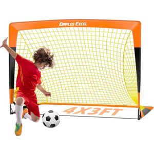 Dimples Excel Pop-Up Football Goal — Portable Quick Setup Garden Nets for Indoor & Outdoor Training, 4x3 FT Orange & Black Dimples Excel Pop-Up Football Goal — Portable Quick Setup Garden Nets for Indoor & Outdoor Training, 4x3 FT Orange & Black