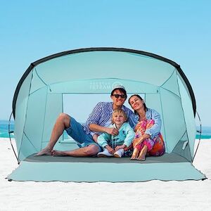 OutdoorMaster Beach Tent for 3-4 Person Easy Setup and Portable Beach Shade Sun Shelter Canopy with UPF 50+ UV Protection Removable Skylight Family Size Light Green OutdoorMaster Beach Tent for 3-4 Person Easy Setup and Portable Beach Shade Sun Shelter Canopy with UPF 50+ UV Protection Removable Skylight Family Size Light Green