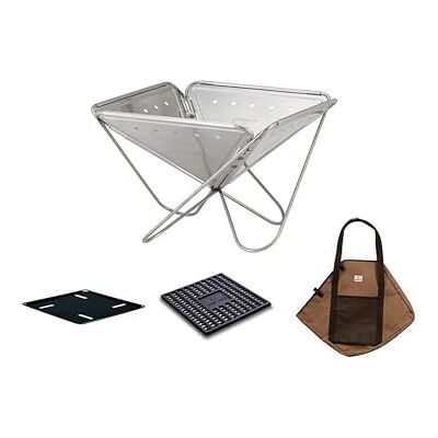 Snow Peak Fireplace Starter Set, Medium, Four piece camping & outdoor fire set including foldable fireplace, ground protection base plate, cooking coal bed & carry case Snow Peak Fireplace Starter Set, Medium, Four piece camping & outdoor fire set including foldable fireplace, ground protection base plate, cooking coal bed & carry case