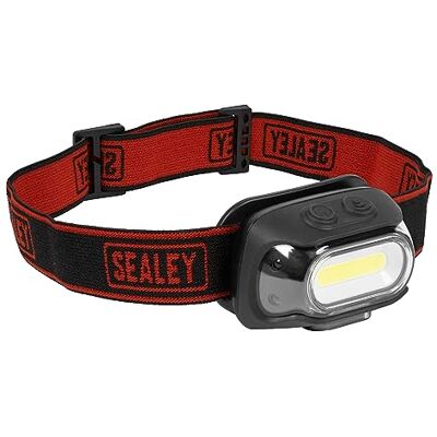 Sealey Rechargeable Head Torch with Auto-Sensor, 8W COB LED, 500lm HT08R, Red Sealey Rechargeable Head Torch with Auto-Sensor, 8W COB LED, 500lm HT08R, Red