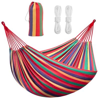 Signstek Hammock Garden Camping Swing Portable 2 Person Outdoor 190 x 150 cm Beach Travel sleeping Canvas 150kg Load Capacity (Red) Signstek Hammock Garden Camping Swing Portable 2 Person Outdoor 190 x 150 cm Beach Travel sleeping Canvas 150kg Load Capacity (Red)