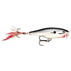 Rapala Skitter Pop Lure with Two No. 5 Hooks, Surface Swimming Depth, 7 cm Size, Chrome Rapala Skitter Pop Lure with Two No. 5 Hooks, Surface Swimming Depth, 7 cm Size, Chrome