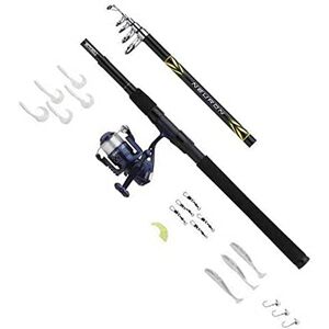 Mitchell Neuron SW Spin Combo, Fishing Rod and Reel Spinning Combo Lure Fishing, Sea Inshore/Nearshore Fishing, Sea Bass, Cod and Flatfish, Includes Tackle, Ready to Fish, Blue/Gold, 2.4m 15-40g Mitchell Neuron SW Spin Combo, Fishing Rod and Reel Spinning Combo Lure Fishing, Sea Inshore/Nearshore Fishing, Sea Bass, Cod and Flatfish, Includes Tackle, Ready to Fish, Blue/Gold, 2.4m 15-40g