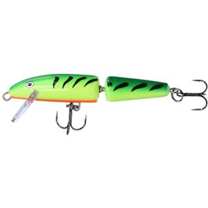 Rapala Jointed Lure with Two No. 5 Hooks, 1.5-2.1 m Swimming Depth, 9 cm Size, Firetiger Rapala Jointed Lure with Two No. 5 Hooks, 1.5-2.1 m Swimming Depth, 9 cm Size, Firetiger