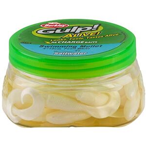 Berkley Gulp! Alive! Swimming Mullet Soft Fishing Bait Pearl White, 3in Pint 4x7 Berkley Gulp! Alive! Swimming Mullet Soft Fishing Bait Pearl White, 3in Pint 4x7