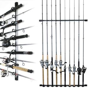 Rush Creek Creations 10-Rod Wall or Ceiling Fishing Rod Storage Rack - Silver and Black Rush Creek Creations 10-Rod Wall or Ceiling Fishing Rod Storage Rack - Silver and Black
