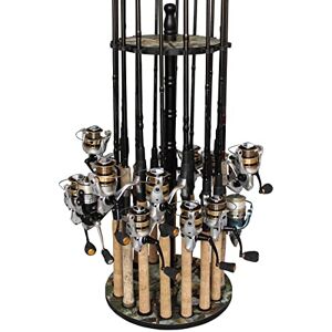 Rush Creek Creations 16-Rod Round Freshwater Fishing Rod Storage Rack, Fishing Rod Holder with 16 Freshwater Rod Clips, Camo Rush Creek Creations 16-Rod Round Freshwater Fishing Rod Storage Rack, Fishing Rod Holder with 16 Freshwater Rod Clips, Camo
