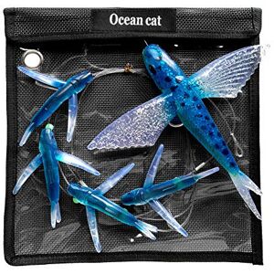 OCEAN CAT 5 Pcs/Bag Blue Fly Fish Saltwater Trolling Fishing Lures Tuna Mahi Wahoo Dora Saltwater Big Game Fishing Tackle (Blue (Black spot)) OCEAN CAT 5 Pcs/Bag Blue Fly Fish Saltwater Trolling Fishing Lures Tuna Mahi Wahoo Dora Saltwater Big Game Fishing Tackle (Blue (Black spot))