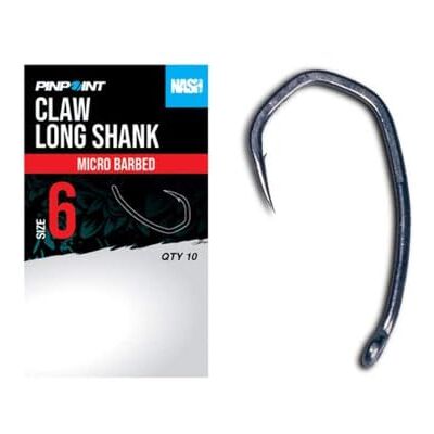 Nash Pinpoint Claw Long Shank Barbless Hooks: 8 Nash Pinpoint Claw Long Shank Barbless Hooks: 8