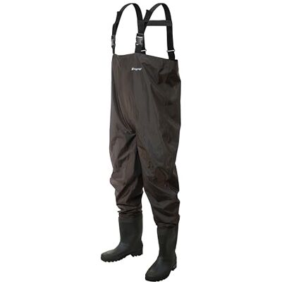 FROGG TOGGS Rana II PVC Bootfoot Chest Wader, Cleated Outsole, Brown, Size 11 FROGG TOGGS Rana II PVC Bootfoot Chest Wader, Cleated Outsole, Brown, Size 11