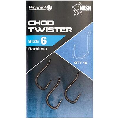 Nash Pinpoint Chod Twister Barbless Carp Hooks: 6 Nash Pinpoint Chod Twister Barbless Carp Hooks: 6