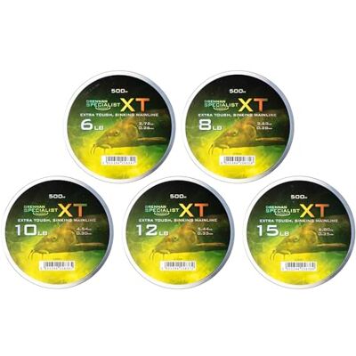 Drennan Specialist XT Mono 500m Dark Green Coarse Fishing Line for Targeting Big Fish Abrasion Resistant and Durable Sinking High Knot Strength Smooth Surface for Casting Drennan Specialist XT Mono 500m Dark Green Coarse Fishing Line for Targeting Big Fish Abrasion Resistant and Durable Sinking High Knot Strength Smooth Surface for Casting