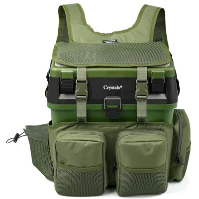 Crystals Fishing Tackle Box & Rucksack Seat, Lure Storage Case, Organizer with Padded Seat & Straps, Fly Sea Coarse Fishing Backpack, Tackle Storage (Fishing Bucket Box with Rucksack) Crystals Fishing Tackle Box & Rucksack Seat, Lure Storage Case, Organizer with Padded Seat & Straps, Fly Sea Coarse Fishing Backpack, Tackle Storage (Fishing Bucket Box with Rucksack)