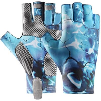 Bigougem Summer Fishing Gloves 1pair Sun Gloves UPF 50 Fingerless Fishing Gloves for Men/Women Breathable Sweat-Absorbent Uv Resistant Sun Protection Gloves Blue M Bigougem Summer Fishing Gloves 1pair Sun Gloves UPF 50 Fingerless Fishing Gloves for Men/Women Breathable Sweat-Absorbent Uv Resistant Sun Protection Gloves Blue M