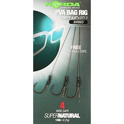Korda Carp Fishing SUPERNATURAL PVA BAG Rigs 18lb / Barbed Wide Gape Korda Carp Fishing SUPERNATURAL PVA BAG Rigs 18lb / Barbed Wide Gape