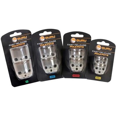 Guru Fast Release Pole Pots Extra Large x 2 Rapid Bait Release, Designed with Andy Bennett, For Groundbait and Micro Pellets Guru Fast Release Pole Pots Extra Large x 2 Rapid Bait Release, Designed with Andy Bennett, For Groundbait and Micro Pellets