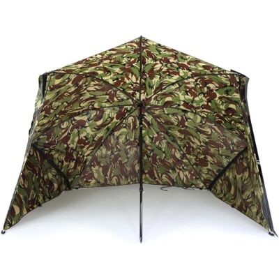 NGT 50" Brolly Shelter Camo DPM Umbrella System & Sides Carp Coarse Fishing 45°/90° tilt, removable centre pole, taped seams, steel frame, pegs, guy ropes & carry bag included NGT 50" Brolly Shelter Camo DPM Umbrella System & Sides Carp Coarse Fishing 45°/90° tilt, removable centre pole, taped seams, steel frame, pegs, guy ropes & carry bag included
