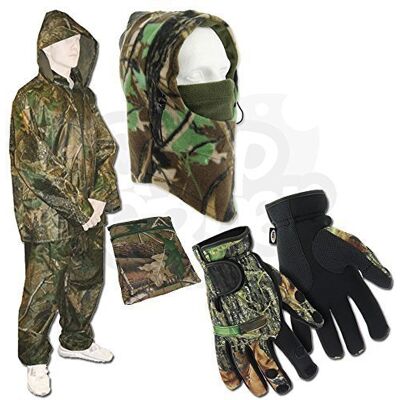 NGT Fishing Camo Waterproofs With Snood & Neoprene Gloves Folding Fingers Waterproofs Suits in Small Medium Large & Extra Large (X Large Waterproofs) NGT Fishing Camo Waterproofs With Snood & Neoprene Gloves Folding Fingers Waterproofs Suits in Small Medium Large & Extra Large (X Large Waterproofs)