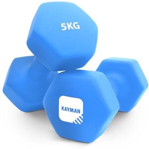 KAYMAN Neoprene Dumbbell Pair with Anti-Slip Grip, Hex Edges, Water-Resistant Surface & Free Workout Poster Guide Weight Set for Home, Gym & Fitness Training Equipment Unisex (5kg Blue) KAYMAN Neoprene Dumbbell Pair with Anti-Slip Grip, Hex Edges, Water-Resistant Surface & Free Workout Poster Guide Weight Set for Home, Gym & Fitness Training Equipment Unisex (5kg Blue)