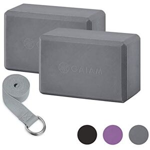 Gaiam Unisex-Adult 2 W/ 1 Block 2-Pack & Strap Set, Grey, 9" 6" H x 4" D Gaiam Unisex-Adult 2 W/ 1 Block 2-Pack & Strap Set, Grey, 9" 6" H x 4" D