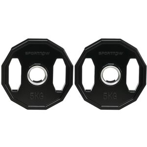 SPORTNOW Olympic Weight Plates Set, Metal and Rubber Bumper Plates Weights Discs with 2"/5cm Holes, for Home Gym Weight Lifting Strength Training, 2 x 5kg, Black SPORTNOW Olympic Weight Plates Set, Metal and Rubber Bumper Plates Weights Discs with 2"/5cm Holes, for Home Gym Weight Lifting Strength Training, 2 x 5kg, Black