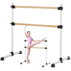 VEVOR Ballet Barre, Double Beechwood Barre Bar for Home, Freestanding Portable Ballet Stretching Dance Bars, Height Adjustable Anti-Wobble Fitness Gym Equipment, for Pilates Balance Workout VEVOR Ballet Barre, Double Beechwood Barre Bar for Home, Freestanding Portable Ballet Stretching Dance Bars, Height Adjustable Anti-Wobble Fitness Gym Equipment, for Pilates Balance Workout