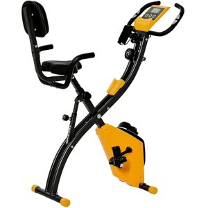 HOMCOM 3-in-1 Folding Exercise Bike, Foldable Stationary Bike with 8-Level Adjustable Magnetic Resistance, Arm Resistance Band, Pulse Sensor and LCD Monitor, Yellow HOMCOM 3-in-1 Folding Exercise Bike, Foldable Stationary Bike with 8-Level Adjustable Magnetic Resistance, Arm Resistance Band, Pulse Sensor and LCD Monitor, Yellow