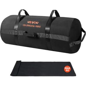 VEVOR Workout Sandbag, Heavy Duty Workout Power Bags with Handles, 125-200 lbs Adjustable Slam Bag for Fitness Strength Weight Training Cross-Training, Home Gym Exercise, Black (Unfilled) VEVOR Workout Sandbag, Heavy Duty Workout Power Bags with Handles, 125-200 lbs Adjustable Slam Bag for Fitness Strength Weight Training Cross-Training, Home Gym Exercise, Black (Unfilled)