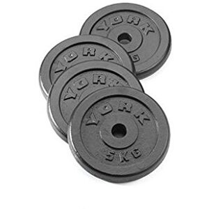 York Fitness 4 x 2.5kg Standard Cast Iron Disc Set, black York Fitness 4 x 2.5kg Standard Cast Iron Disc Set, black