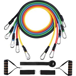 himaly Resistance Bands Set, 5pcs Exercise Bands with Handles, 100 LBS Tension, Home Use Gym Equipment for Strength Training, Yoga, Pilates, Travel himaly Resistance Bands Set, 5pcs Exercise Bands with Handles, 100 LBS Tension, Home Use Gym Equipment for Strength Training, Yoga, Pilates, Travel