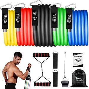 himaly Resistance Bands Set 5pcs with Handle,Up to 150LB/68kg Strength Exercise Training Fitness Tubes Tension Bands Workout Gym Equipment Men and Women for Home Use Physical Training Cable,150 LBS himaly Resistance Bands Set 5pcs with Handle,Up to 150LB/68kg Strength Exercise Training Fitness Tubes Tension Bands Workout Gym Equipment Men and Women for Home Use Physical Training Cable,150 LBS