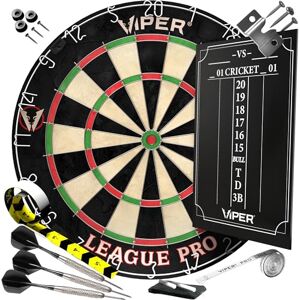 Viper League Pro Regulation Bristle Steel Tip Dartboard Starter Set with Staple-Free Bullseye, Radial Spider Wire, High-Grade Sisal with Rotating Number Ring, Chalk Cricket Scoreboard, Steel Tip Darts Viper League Pro Regulation Bristle Steel Tip Dartboard Starter Set with Staple-Free Bullseye, Radial Spider Wire, High-Grade Sisal with Rotating Number Ring, Chalk Cricket Scoreboard, Steel Tip Darts