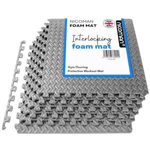 Nicoman 72 Pcs Gymnastics Mat Tiles EVA Foam for Heavy Weight Workout Exercise Home Large Interlocking Floor Mats 60x60cm Nicoman 72 Pcs Gymnastics Mat Tiles EVA Foam for Heavy Weight Workout Exercise Home Large Interlocking Floor Mats 60x60cm