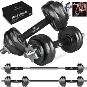 Amonax 15kg Cast Iron Adjustable Dumbbells Pair Weight Set, Barbell Set Men Women, Strength Training Equipment Home Gym Fitness, Bar Bells Free Weights for Weight Lifting Amonax 15kg Cast Iron Adjustable Dumbbells Pair Weight Set, Barbell Set Men Women, Strength Training Equipment Home Gym Fitness, Bar Bells Free Weights for Weight Lifting
