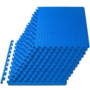 ProsourceFit Puzzle Exercise Mat ½ in, EVA Interlocking Foam Floor Tiles for Home Gym, Mat for Home Workout Equipment, Floor Padding for Kids, Blue, 24 in x 24 in x ½ in, 48 Sq Ft 12 Tiles ProsourceFit Puzzle Exercise Mat ½ in, EVA Interlocking Foam Floor Tiles for Home Gym, Mat for Home Workout Equipment, Floor Padding for Kids, Blue, 24 in x 24 in x ½ in, 48 Sq Ft 12 Tiles
