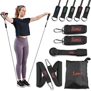 SUNNY HEALTH & FITNESS Premium Resistance Band Set With Door Anchors, Wrist Straps, Handles & Carry Bag – Exercise Stretch Bands For Strength Training, Muscle Recovery, Yoga and More NO. 089-COMBO SUNNY HEALTH & FITNESS Premium Resistance Band Set With Door Anchors, Wrist Straps, Handles & Carry Bag – Exercise Stretch Bands For Strength Training, Muscle Recovery, Yoga and More NO. 089-COMBO