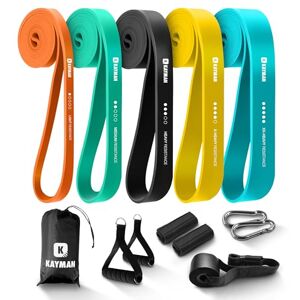 KAYMAN Long Resistance Bands Set 5 Pack (5-125lbs) with Door Anchor & Carry Bag – Ideal for Pull-Ups, Yoga, Calisthenics, Strength Training, Stretching,Home Workouts, and Full-Body Fitness Exercises KAYMAN Long Resistance Bands Set 5 Pack (5-125lbs) with Door Anchor & Carry Bag – Ideal for Pull-Ups, Yoga, Calisthenics, Strength Training, Stretching,Home Workouts, and Full-Body Fitness Exercises
