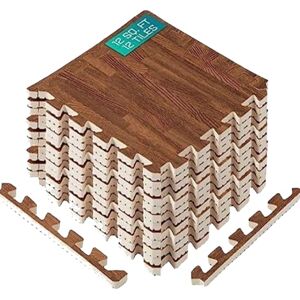 Yes4All EWUN Interlocking Floor Mats with Border – Foam Gym Floor Mats with EVA Interlocking Tiles (12 Square Feet – Oak Wood Dark – 12 Tiles) Yes4All EWUN Interlocking Floor Mats with Border – Foam Gym Floor Mats with EVA Interlocking Tiles (12 Square Feet – Oak Wood Dark – 12 Tiles)