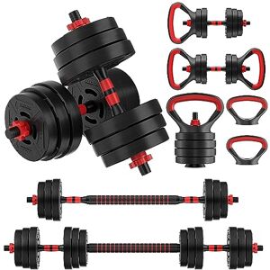 Fitvids Signature Fitness 60LB 4-in-1 Portable Changeable Adjustable Dumbbell Set Barbell Set and Kettlebell Set with Adjustable Weights Fitvids Signature Fitness 60LB 4-in-1 Portable Changeable Adjustable Dumbbell Set Barbell Set and Kettlebell Set with Adjustable Weights