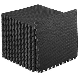 ProsourceFit Puzzle Exercise Mat ½ in, EVA Interlocking Foam Floor Tiles for Home Gym, Mat for Home Workout Equipment, Floor Padding for Kids, Black, 24 in x 24 in x ½ in, 144 Sq Ft 36 Tiles ProsourceFit Puzzle Exercise Mat ½ in, EVA Interlocking Foam Floor Tiles for Home Gym, Mat for Home Workout Equipment, Floor Padding for Kids, Black, 24 in x 24 in x ½ in, 144 Sq Ft 36 Tiles