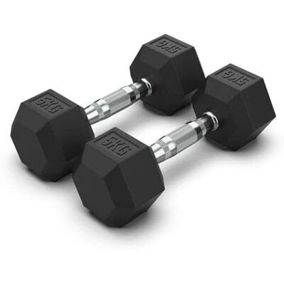 GYMSETS FITNESS GymSets Hex Dumbbell Pairs – Rubber Coated Weights for Home Gym Pair Set, Hex Design GYMSETS FITNESS GymSets Hex Dumbbell Pairs – Rubber Coated Weights for Home Gym Pair Set, Hex Design