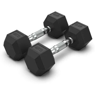 GYMSETS FITNESS Hex-Shaped Dumbbell Pairs, 2 × 4kg (8kg) GYMSETS FITNESS Hex-Shaped Dumbbell Pairs, 2 × 4kg (8kg)