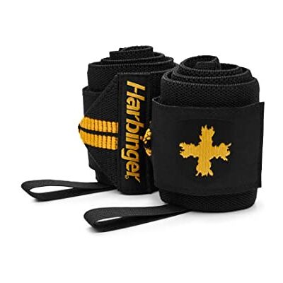 Harbinger 18" Red Line Wrist Wraps-Competiton grade Elastic Stabilises and Supports the Wrists,Adjustable Hook and Loop Fastener for Quick Fit Changes,Ideal For Heavy Lifting,45.72cm,Black/Gold Harbinger 18" Red Line Wrist Wraps-Competiton grade Elastic Stabilises and Supports the Wrists,Adjustable Hook and Loop Fastener for Quick Fit Changes,Ideal For Heavy Lifting,45.72cm,Black/Gold
