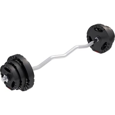 GORILLA SPORTS ® Barbell Weights Set 25kg, 6 Tri-Grip Weight Plates, Plastic-Coated, 1", EZ Curl Bar 4ft, 2 Spinlock Collars, Knurled, Non-Slip Handle, Chrome Weight Lifting Bar, Strength Training GORILLA SPORTS ® Barbell Weights Set 25kg, 6 Tri-Grip Weight Plates, Plastic-Coated, 1", EZ Curl Bar 4ft, 2 Spinlock Collars, Knurled, Non-Slip Handle, Chrome Weight Lifting Bar, Strength Training