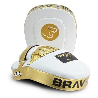 BRAVOSE Elite Boxing Pads Adult Focus Mitts Leather Round Curved Punching Sparring Pads For Hook & Jab Martial Arts Muay Thai Pad Training Practice With Adjustable Hook Loop Strap & Air Mesh Fabric BRAVOSE Elite Boxing Pads Adult Focus Mitts Leather Round Curved Punching Sparring Pads For Hook & Jab Martial Arts Muay Thai Pad Training Practice With Adjustable Hook Loop Strap & Air Mesh Fabric