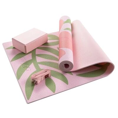 Myga Yoga Starter Set 6mm Non-Slip Yoga Mat, Yoga Block and Strap Starter Kit for Beginners in Pilates, Exercise and Fitness Choice of Design (Blossom) Myga Yoga Starter Set 6mm Non-Slip Yoga Mat, Yoga Block and Strap Starter Kit for Beginners in Pilates, Exercise and Fitness Choice of Design (Blossom)